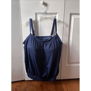 Lands’ End Navy Blue Tankini Top with Adjustable Straps Size 18W